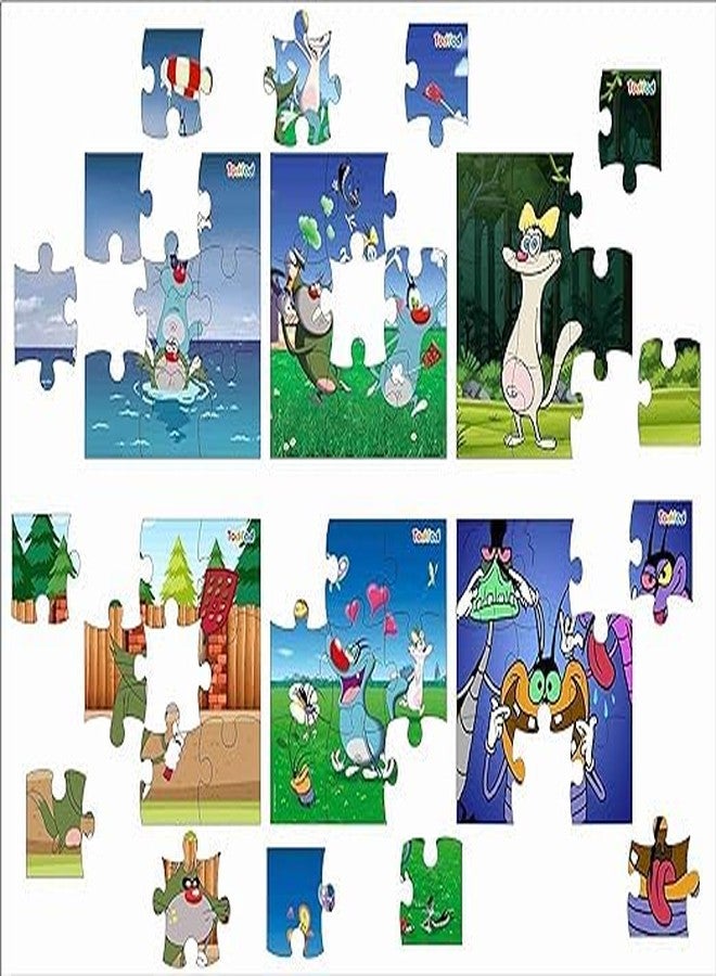 TodFod Wooden Jigsaw Puzzles Toy 54 Pieces 6 in 1, Anime Cartoon Characters Jigsaw Puzzles Educational Toy for Age 3+ Kids & Children Preschool Learning Toy Puzzle (Set of 2) (Mr. Bean & Oggy) - Image 3